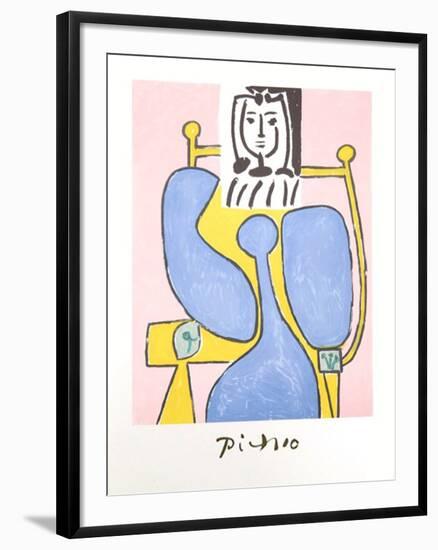 Femme Assise a la Robe Bleue-Pablo Picasso-Framed Collectable Print