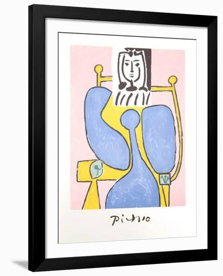 Femme Assise a la Robe Bleue-Pablo Picasso-Framed Collectable Print