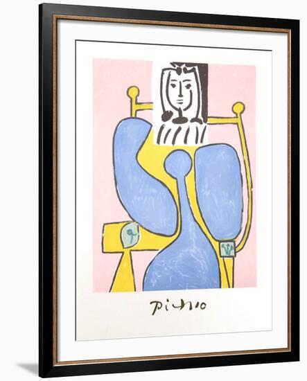 Femme Assise a la Robe Bleue-Pablo Picasso-Framed Collectable Print