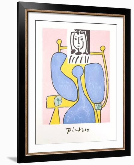 Femme Assise a la Robe Bleue-Pablo Picasso-Framed Collectable Print