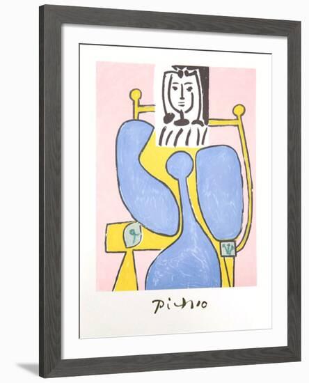 Femme Assise a la Robe Bleue-Pablo Picasso-Framed Collectable Print