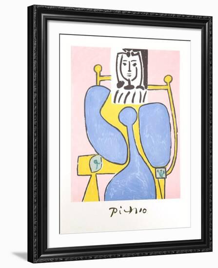 Femme Assise a la Robe Bleue-Pablo Picasso-Framed Collectable Print