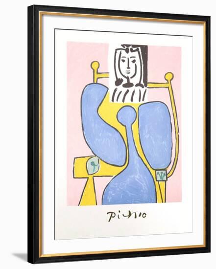 Femme Assise a la Robe Bleue-Pablo Picasso-Framed Collectable Print