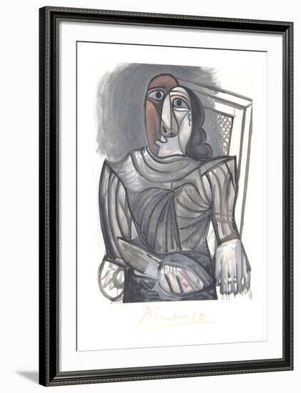 Femme Assise a la Robe Grise-Pablo Picasso-Framed Collectable Print