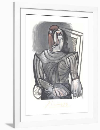 Femme Assise a la Robe Grise-Pablo Picasso-Framed Collectable Print