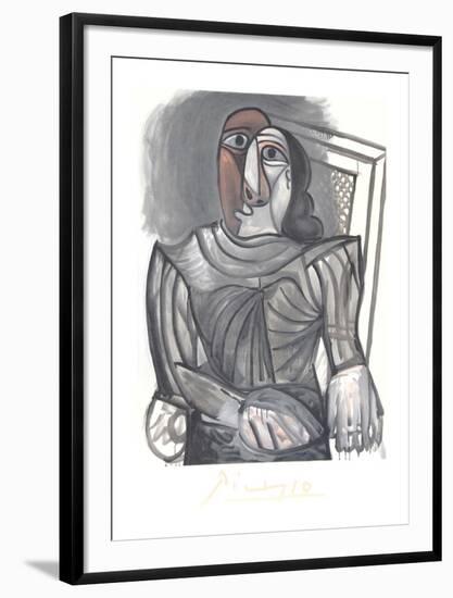 Femme Assise a la Robe Grise-Pablo Picasso-Framed Collectable Print