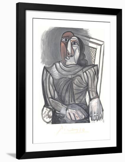 Femme Assise a la Robe Grise-Pablo Picasso-Framed Collectable Print