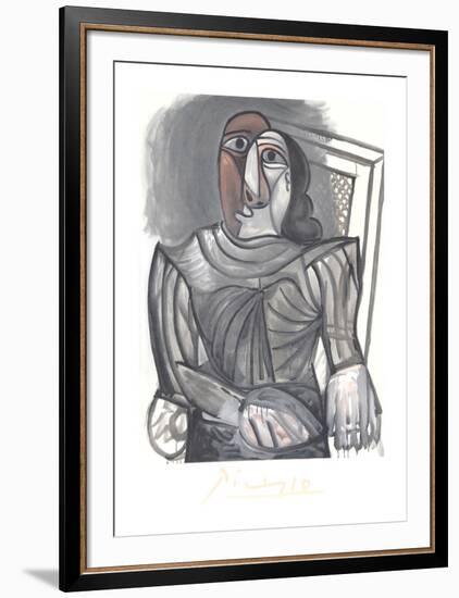 Femme Assise a la Robe Grise-Pablo Picasso-Framed Collectable Print