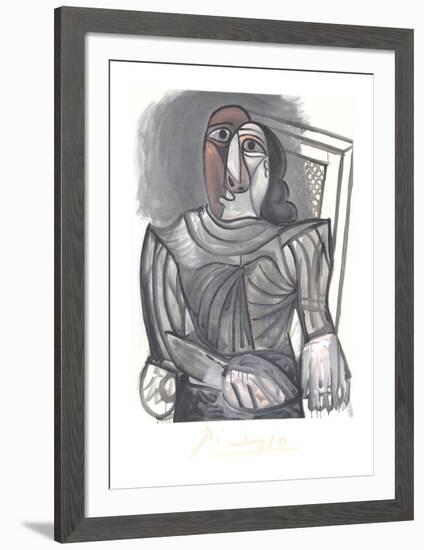 Femme Assise a la Robe Grise-Pablo Picasso-Framed Collectable Print