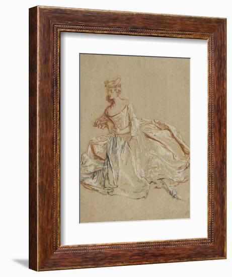 Femme assise en élégant costume-Nicolas Lancret-Framed Giclee Print