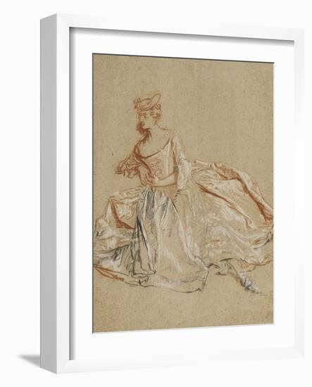 Femme assise en élégant costume-Nicolas Lancret-Framed Giclee Print