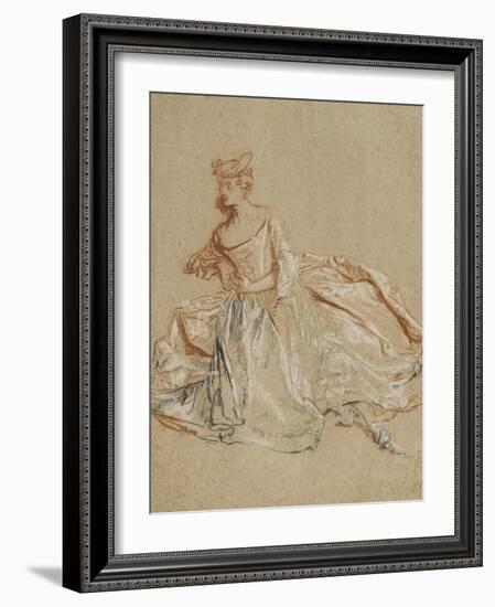 Femme assise en élégant costume-Nicolas Lancret-Framed Giclee Print