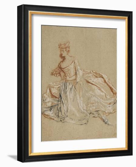 Femme assise en élégant costume-Nicolas Lancret-Framed Giclee Print