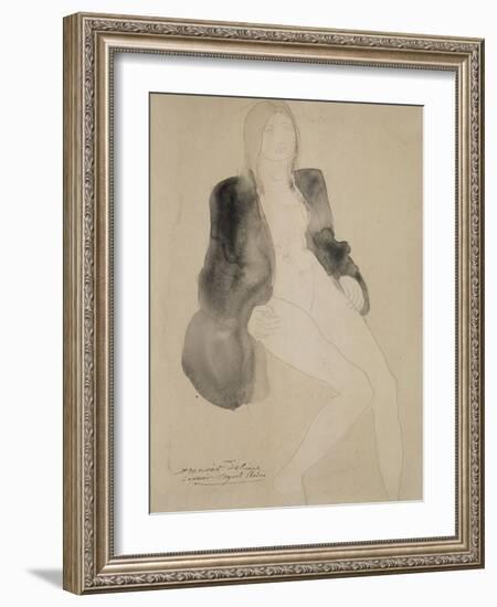 Femme assise nue sous une veste-Auguste Rodin-Framed Giclee Print