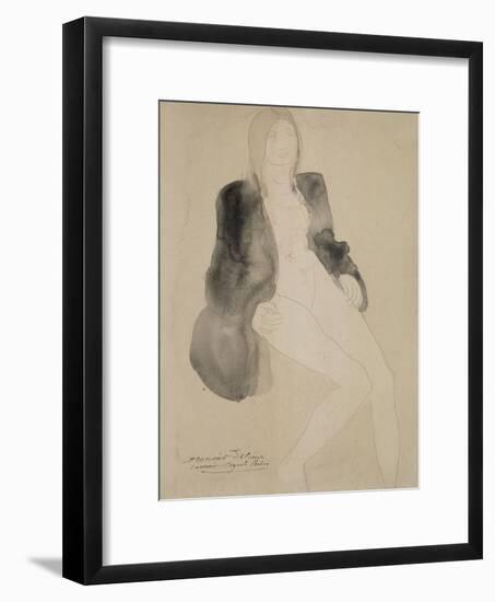 Femme assise nue sous une veste-Auguste Rodin-Framed Giclee Print