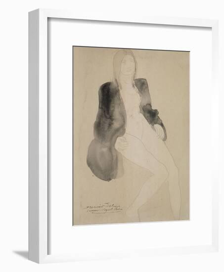 Femme assise nue sous une veste-Auguste Rodin-Framed Giclee Print