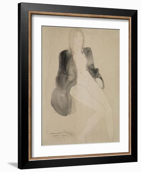 Femme assise nue sous une veste-Auguste Rodin-Framed Giclee Print