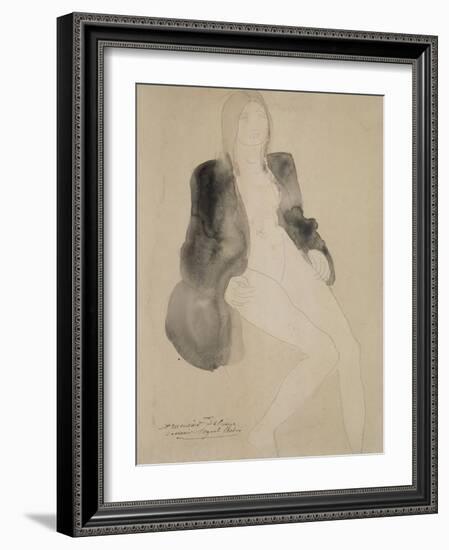 Femme assise nue sous une veste-Auguste Rodin-Framed Giclee Print