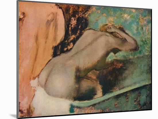 Femme assise sur le bord d'une baignoire et s'epongeant le cou, c1880, (1936)-Edgar Degas-Mounted Giclee Print