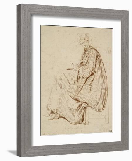 Femme assise tournée vers la gauche-Nicolas Lancret-Framed Giclee Print