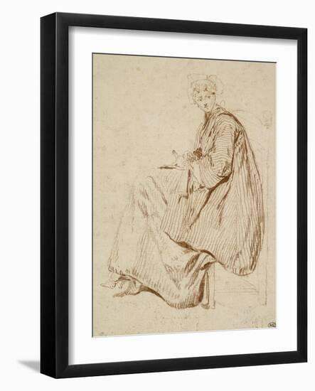 Femme assise tournée vers la gauche-Nicolas Lancret-Framed Giclee Print