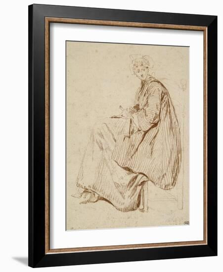 Femme assise tournée vers la gauche-Nicolas Lancret-Framed Giclee Print