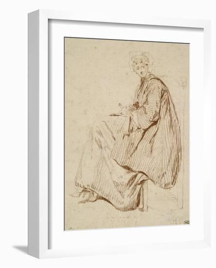 Femme assise tournée vers la gauche-Nicolas Lancret-Framed Giclee Print