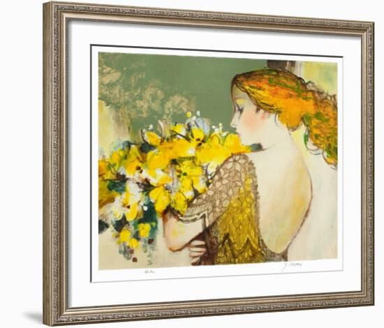 Femme au bouquet jaune-Sachiko Imai-Framed Collectable Print