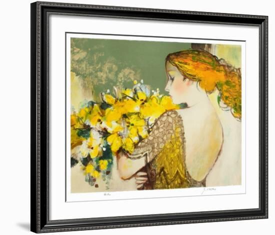 Femme au bouquet jaune-Sachiko Imai-Framed Collectable Print