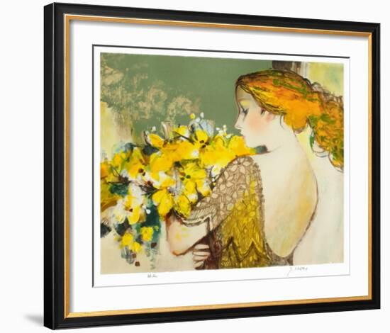 Femme au bouquet jaune-Sachiko Imai-Framed Collectable Print