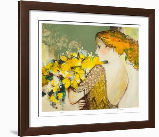 Femme au bouquet jaune-Sachiko Imai-Framed Collectable Print