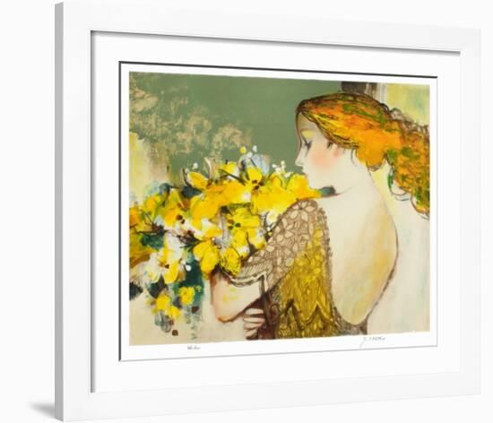 Femme au bouquet jaune-Sachiko Imai-Framed Collectable Print