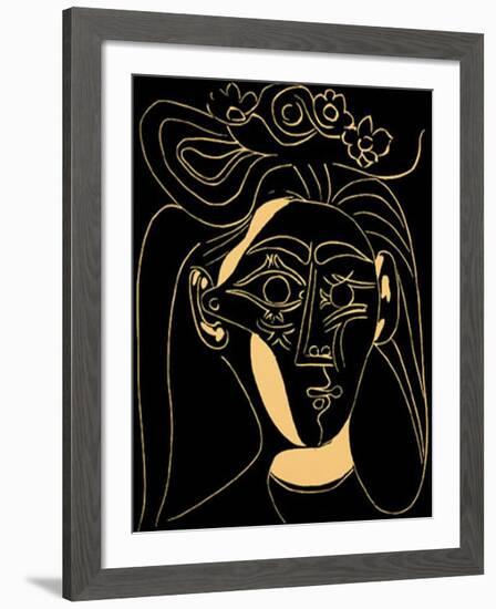 Femme au Chapeau Fleuri-Pablo Picasso-Framed Serigraph