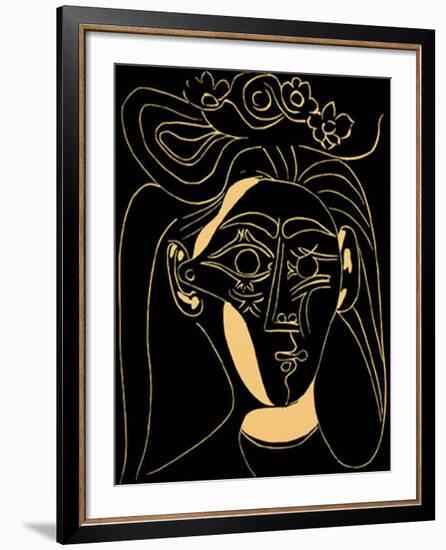 Femme au Chapeau Fleuri-Pablo Picasso-Framed Serigraph