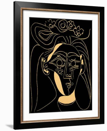 Femme au Chapeau Fleuri-Pablo Picasso-Framed Serigraph