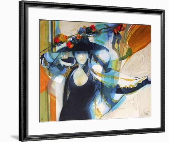 Femme au chapeau I-Jean-Baptiste Valadie-Framed Premium Edition