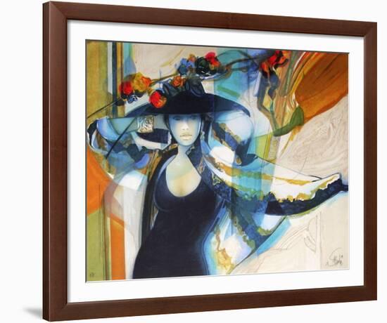Femme au chapeau I-Jean-Baptiste Valadie-Framed Premium Edition