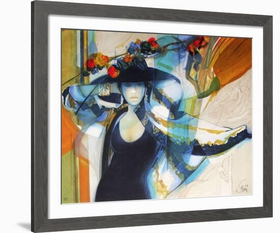 Femme au chapeau I-Jean-Baptiste Valadie-Framed Premium Edition