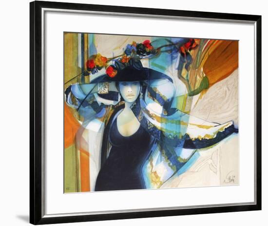 Femme au chapeau I-Jean-Baptiste Valadie-Framed Premium Edition