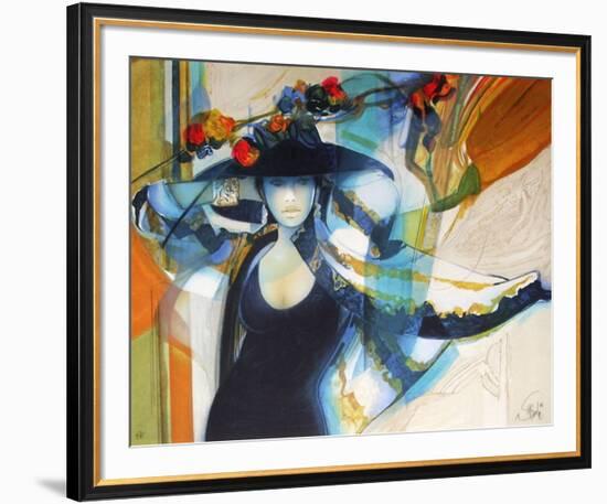 Femme au chapeau I-Jean-Baptiste Valadie-Framed Premium Edition