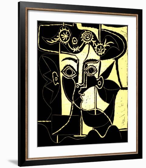 Femme au Chapeau Orne, c.1962-Pablo Picasso-Framed Serigraph