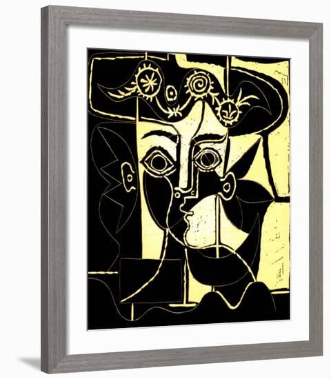 Femme au Chapeau Orne, c.1962-Pablo Picasso-Framed Serigraph