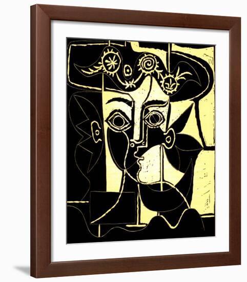Femme au Chapeau Orne, c.1962-Pablo Picasso-Framed Serigraph