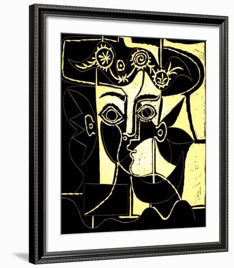 Femme au Chapeau Orne, c.1962-Pablo Picasso-Framed Serigraph