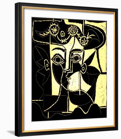 Femme au Chapeau Orne, c.1962-Pablo Picasso-Framed Serigraph