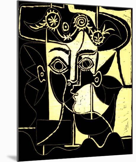 Femme au Chapeau Orne, c.1962-Pablo Picasso-Mounted Serigraph