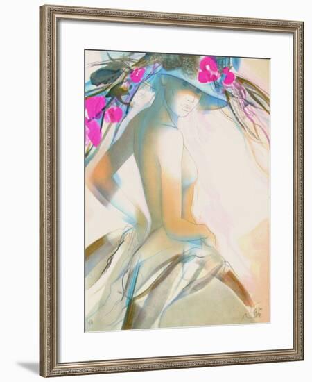 Femme au chapeau V-Jean-Baptiste Valadie-Framed Premium Edition