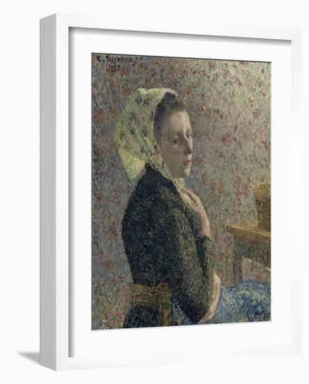 Femme au fichu vert-Camille Pissarro-Framed Giclee Print