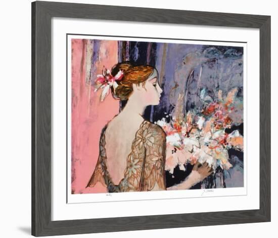 Femme au rideau bleu-Sachiko Imai-Framed Collectable Print