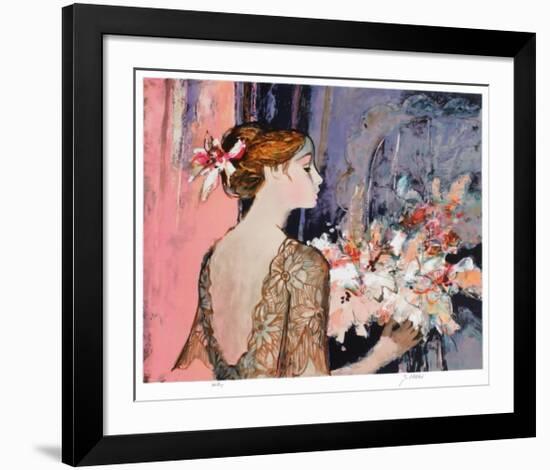 Femme au rideau bleu-Sachiko Imai-Framed Collectable Print